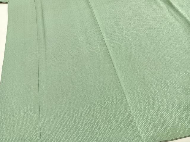 平和屋着物●上質な色無地　紗綾形地紋　薄萌葱色　正絹　逸品　AABH4670fy