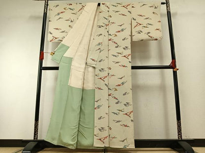 平和屋着物●上質な小紋　型染め　飛鳥文　正絹　逸品　AABH4669fy