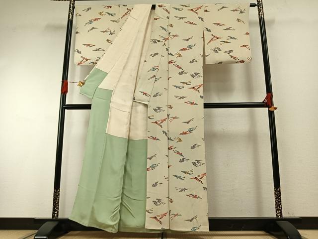 平和屋着物●上質な小紋　型染め　飛鳥文　正絹　逸品　AABH4669fy