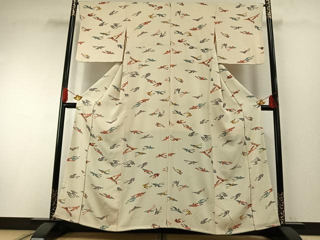 平和屋着物●上質な小紋　型染め　飛鳥文　正絹　逸品　AABH4669fy