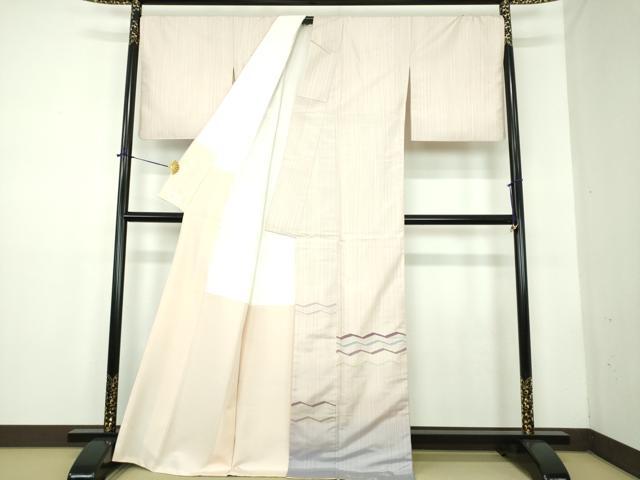 平和屋着物●京の名門　じゅらく謹製　帝王紫　訪問着　紬地　霞横段文　やまと金ラベル　正絹　逸品　DABD1872ps