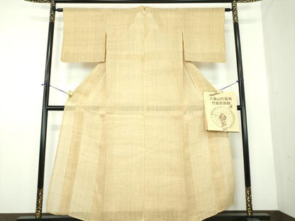 平和屋着物＊夏物　竹富芭蕉布　縞　芭蕉糸×綿　梱包紙付き　逸品　DABD1873ps