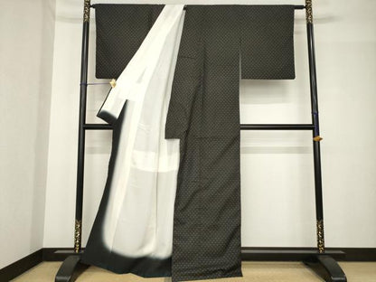 平和屋着物●本場大島紬　格子　正絹　逸品　AABH4570ck