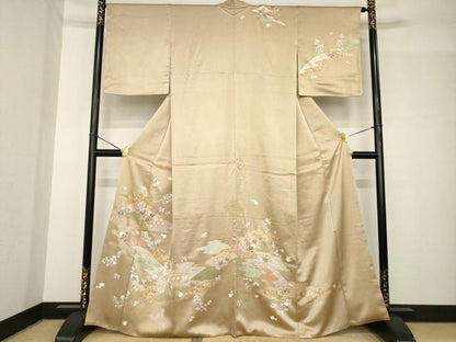 平和屋着物●訪問着　友禅　道長吉祥花文　正絹　逸品　AABH4589ck
