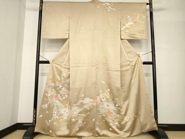 平和屋着物●訪問着　友禅　道長吉祥花文　正絹　逸品　AABH4589ck