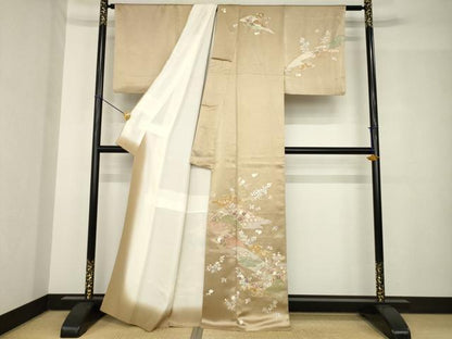 平和屋着物●訪問着　友禅　道長吉祥花文　正絹　逸品　AABH4589ck
