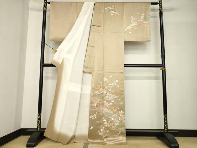 平和屋着物●訪問着　友禅　道長吉祥花文　正絹　逸品　AABH4589ck