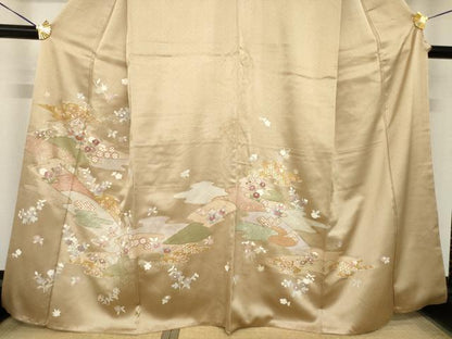 平和屋着物●訪問着　友禅　道長吉祥花文　正絹　逸品　AABH4589ck