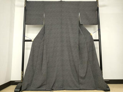 平和屋着物●江戸小紋　花尽くし　紫黒色地　ロング丈　正絹　逸品　AABH4598ck