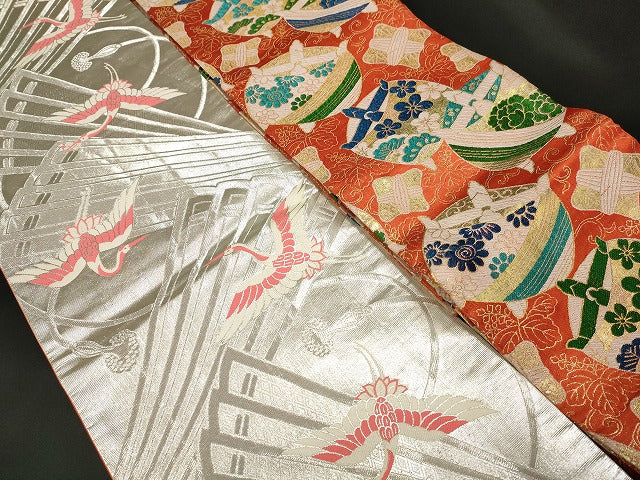 平和屋本店■子供帯 まとめて 35点 鳳凰 鶴 向かい蝶 更紗 花柄 七宝 楽器 アンティーク 金銀糸 など 着用可能多数 未使用品あり ppp3532