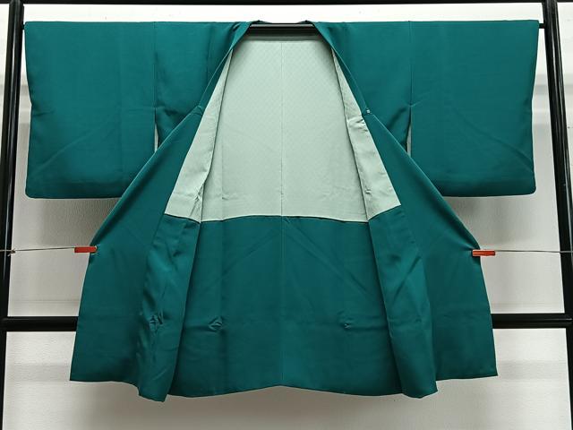 平和屋着物∞道行コート　蔦の葉地紋　鉄色　ロング丈　正絹　逸品　CABE4862ua 平和屋着物∞道行コート 蔦の葉地紋 鉄色 ロング丈 正絹 逸品