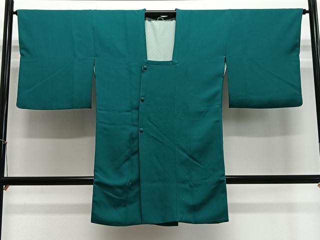 平和屋着物∞道行コート　蔦の葉地紋　鉄色　ロング丈　正絹　逸品　CABE4862ua
