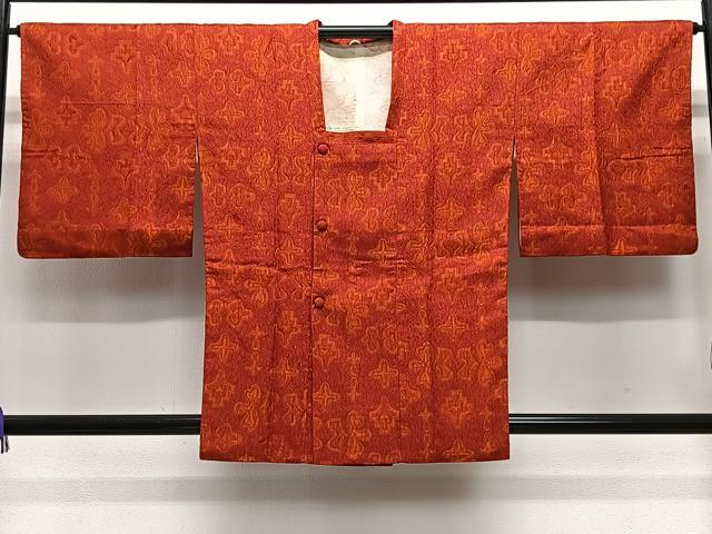 平和屋着物＃道行コート　幾何学文　正絹　逸品　CABE4901ua