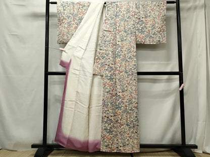 平和屋着物■上質な小紋　草花文　正絹　逸品　CABD9917ze