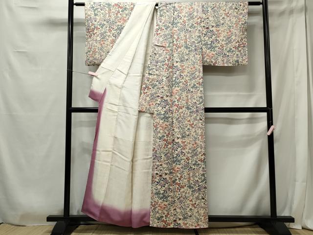 平和屋着物■上質な小紋　草花文　正絹　逸品　CABD9917ze