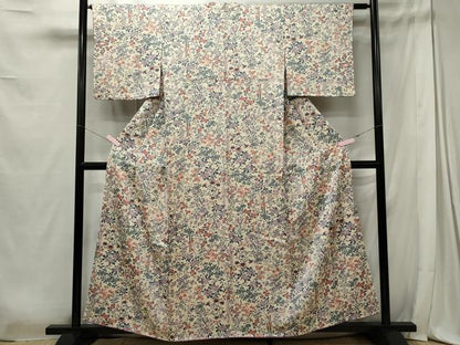 平和屋着物■上質な小紋　草花文　正絹　逸品　CABD9917ze