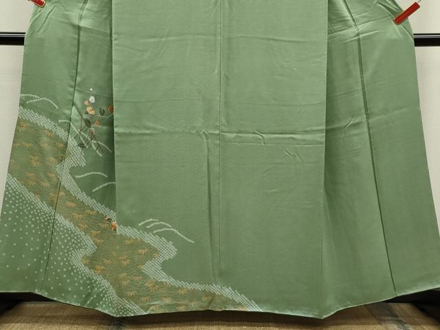 平和屋着物■訪問着　絞り　枝花文　金彩　正絹　逸品　CABD9923ze