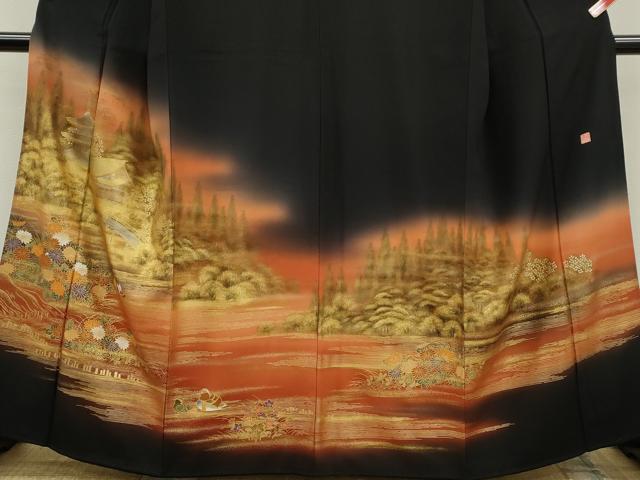 平和屋着物●豪華黒留袖　友禅　作家物　鴛鴦風景梅松文　暈し染め　正絹　逸品　AABG5295cs 着物 平和屋 留袖のおすすめ人気商品一覧 通販 - Yahoo!ショッピング