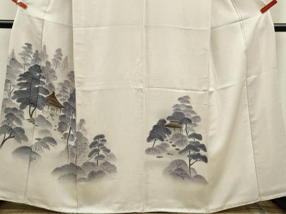 平和屋着物■訪問着　手描き　風景文　暈し染め　正絹　逸品　CABD9947ze