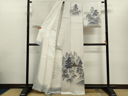 平和屋着物■訪問着　手描き　風景文　暈し染め　正絹　逸品　CABD9947ze