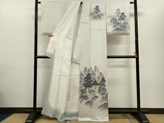 平和屋着物■訪問着　手描き　風景文　暈し染め　正絹　逸品　CABD9947ze