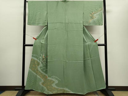平和屋着物■訪問着　絞り　枝花文　金彩　正絹　逸品　CABD9923ze