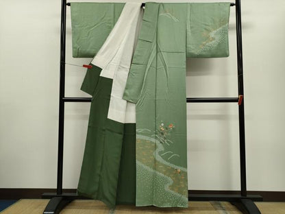 平和屋着物■訪問着　絞り　枝花文　金彩　正絹　逸品　CABD9923ze