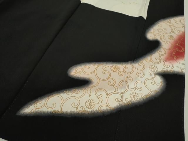 平和屋着物■豪華黒留袖　駒刺繍　桐花唐草文　暈し染め　金銀彩　正絹　逸品　CABD9928ze