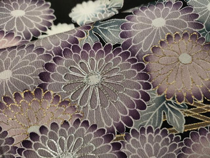 平和屋着物■豪華黒留袖　駒刺繍　籬菊文　たたき染め　金彩　正絹　逸品　CABD9940ze