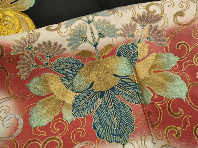 平和屋着物■豪華黒留袖　駒刺繍　桐花唐草文　暈し染め　金銀彩　正絹　逸品　CABD9928ze