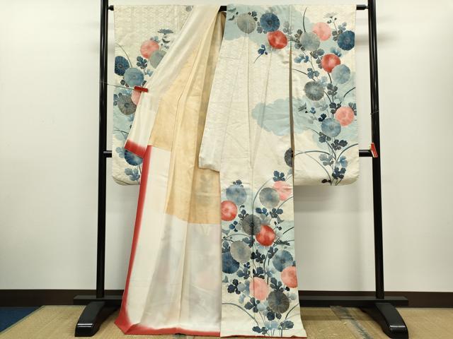 平和屋着物■豪華振袖　雲取り枝菊文　暈し染め　金彩　正絹　逸品　CABD9934ze