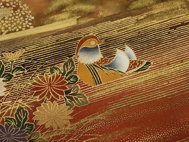 平和屋着物●豪華色留袖　作家物　鴛鴦花文　金彩　正絹　逸品　DABA4386az 平和屋着物□豪華色留袖 飛鶴文 暈し染め 金彩 正絹 逸品 CABG6427xe