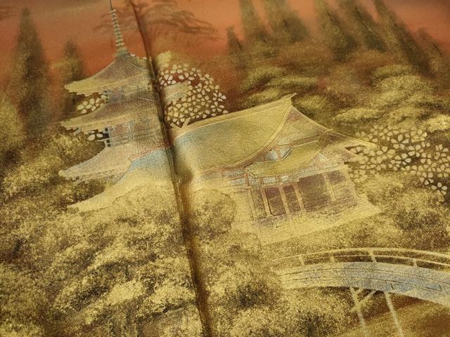 平和屋着物■豪華黒留袖　作家物　鴛鴦風景花文　暈し染め　金彩　正絹　逸品　CABD9931ze