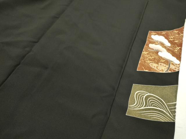 平和屋着物■豪華黒留袖　刺繍　立波飛鶴枝松文　金彩　正絹　逸品　CABD9939ze