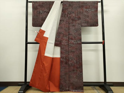 平和屋着物■上質な小紋　霞動物吉祥花唐草文　正絹　逸品　CABD9924ze