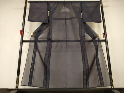 平和屋着物＊夏物 色無地 紗 藍鉄色 正絹 逸品 AABH4005jd