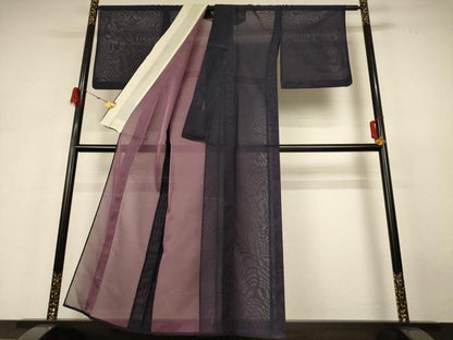 平和屋着物＊夏物 色無地 紗 藍鉄色 正絹 逸品 AABH4005jd