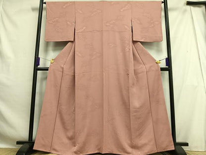 平和屋着物■上質な色無地 霞地紋 紅梅色 正絹 逸品 AABH0988oa
