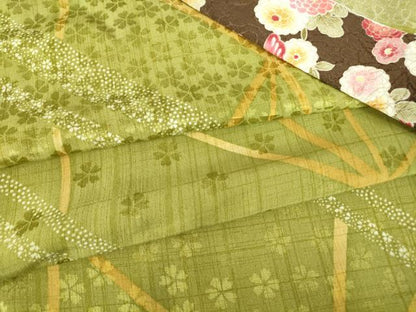 平和屋着物●長襦袢　無双仕立て　麻の葉舞桜文　正絹　逸品　DABC3939az