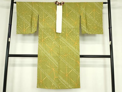 平和屋着物●長襦袢　無双仕立て　麻の葉舞桜文　正絹　逸品　DABC3939az