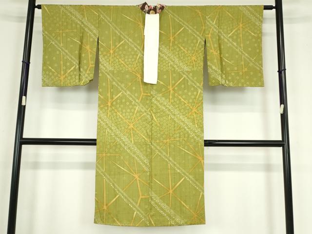 平和屋着物●長襦袢　無双仕立て　麻の葉舞桜文　正絹　逸品　DABC3939az