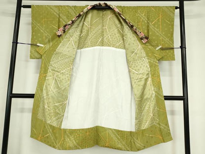 平和屋着物●長襦袢　無双仕立て　麻の葉舞桜文　正絹　逸品　DABC3939az