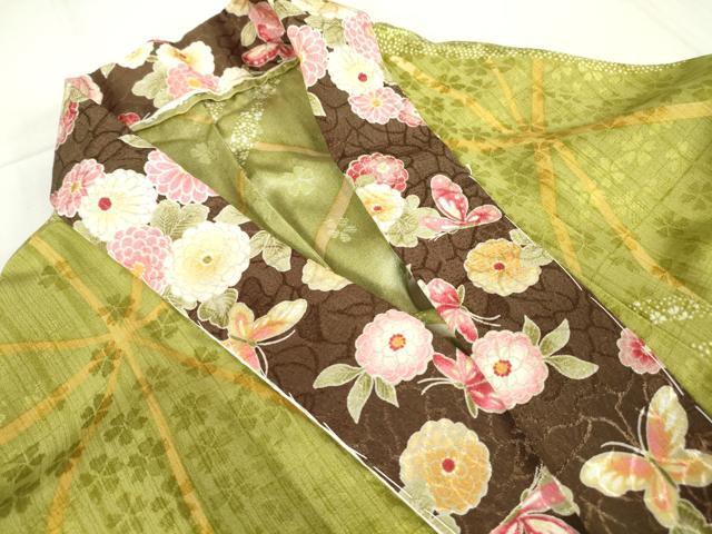 平和屋着物●長襦袢　無双仕立て　麻の葉舞桜文　正絹　逸品　DABC3939az