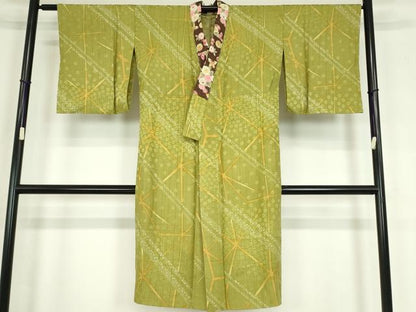 平和屋着物●長襦袢　無双仕立て　麻の葉舞桜文　正絹　逸品　DABC3939az