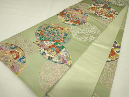平和屋着物▼六通柄袋帯　唐織　花唐草文　金糸　正絹　逸品　DABC3987az