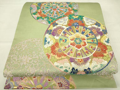 平和屋着物▼六通柄袋帯　唐織　花唐草文　金糸　正絹　逸品　DABC3987az