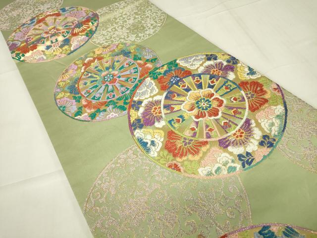 平和屋着物▼六通柄袋帯　唐織　花唐草文　金糸　正絹　逸品　DABC3987az