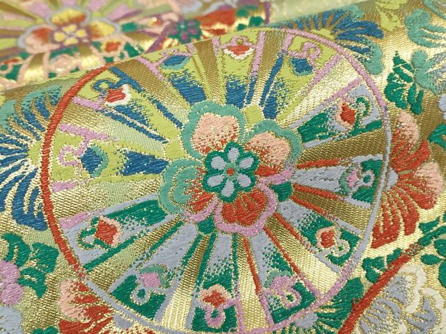 平和屋着物▼六通柄袋帯　唐織　花唐草文　金糸　正絹　逸品　DABC3987az