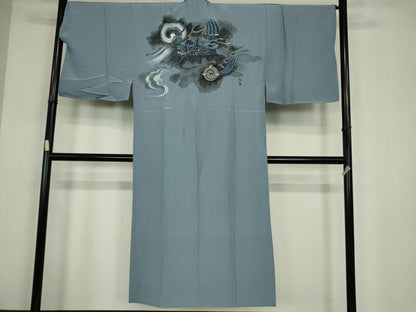 平和屋着物●男性　本場縞大島紬　アンサンブル　長襦袢(袷)セット　絣文　正絹　逸品　DABC3945az