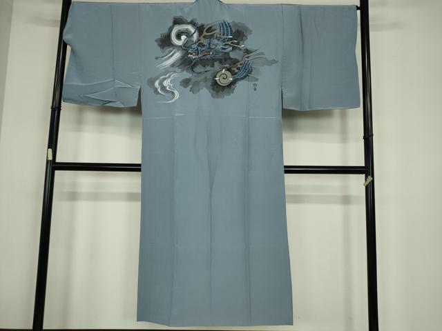 平和屋着物●男性　本場縞大島紬　アンサンブル　長襦袢(袷)セット　絣文　正絹　逸品　DABC3945az